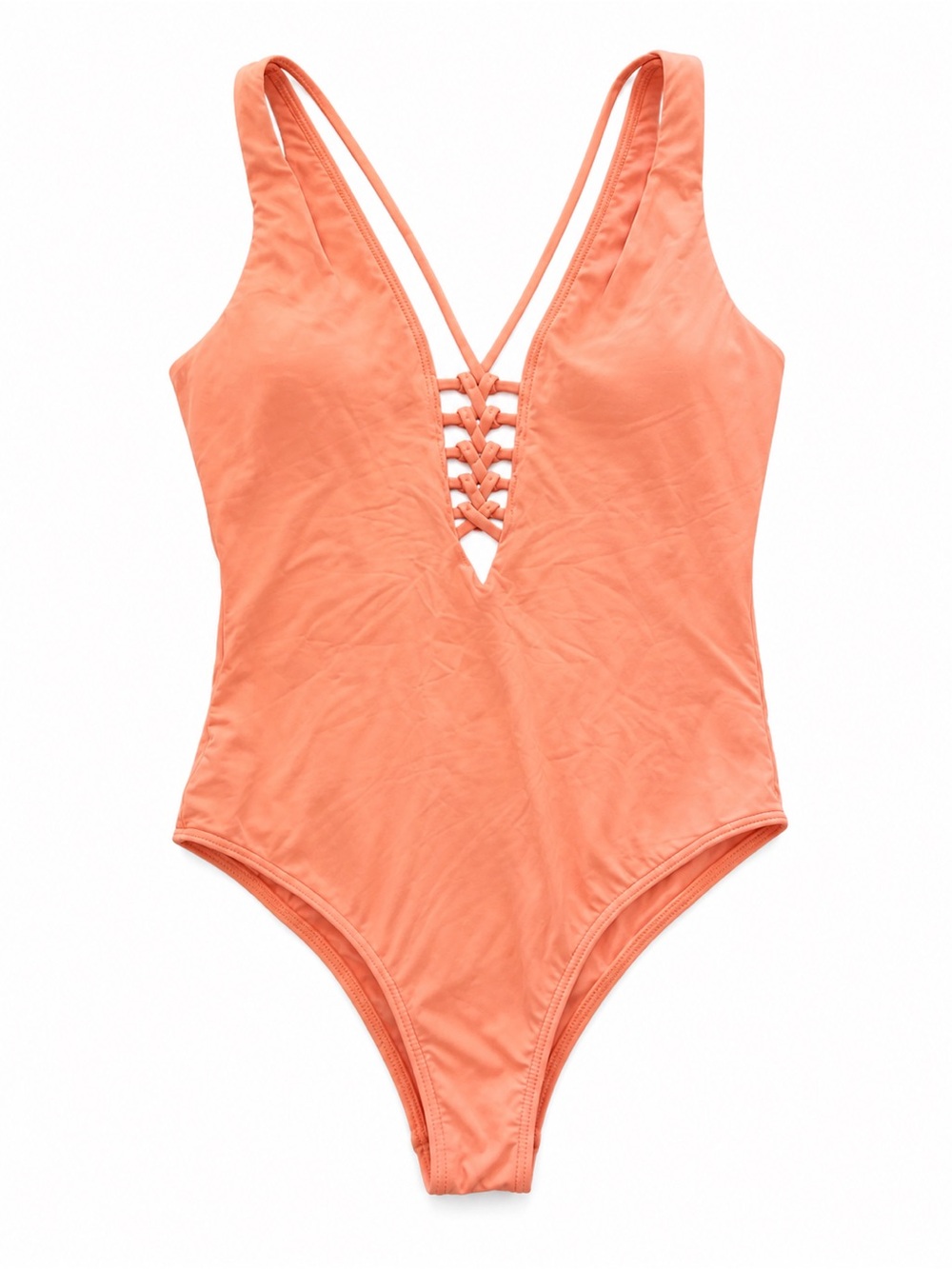 O’Neill Salt Water Solids Macrame One Piece Swimsuit Coral XS NWT